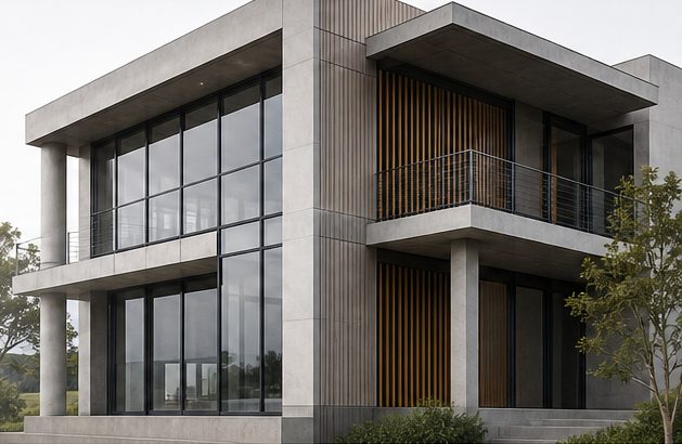Modern concrete and glass building